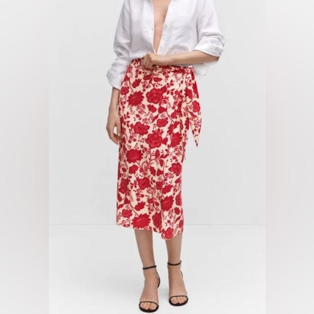 MANGO Floral Wrap Skirt